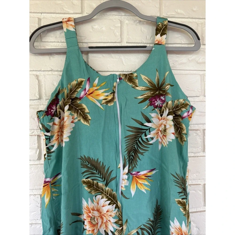 Vintage TWO PALMS Sz L  Made in‎ Hawaii Sleeveless Rayon Floral Midi Dress